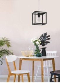 Resim Riolight Modern,vintage Siyah 25x25cm 1xe27 Duylu Küp Metal Sarkı Siyah 