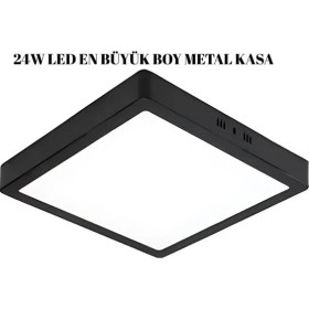 Resim Luxs 30X30 cm Büyük Boy 24W Siyah Kasa LED Panel Avize Armatür Beyaz Işık Renkli Uzun Ömürlü 
