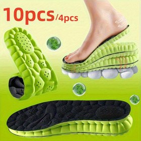 Resim 10 adet (5 Çift) / 4 adet (2 Çift) Unisex Nefes Alabilen Sünger Spor Tabanlık - Teri Emerek, Yumuşak, Esnek, Hafif, Yorulmadan Destek, Taban ve Topuk Yastığı, Bal Petek Desenli Parlak Yeşil - Çeşitli Boyutlarda Mevcut 