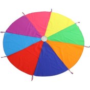 Resim 1 Adet 2m Çocuk Gökkuşağı Şemsiye Paraşüt Gökkuşağı Paraşüt Oyuncak Kooperatif Çadır Oyunu Çok Renkli 