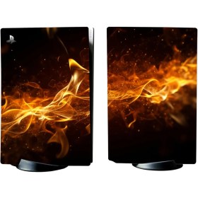 Resim Kt Grup Sarı Alevler Playstation 5 Standart Kasa Dijital Versiyon Full Sticker Kaplama Seti 