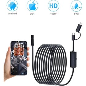 Resim Ronanna Buğz 5 Metre Endoskop Yılan Video Kamera Ios ve Android Uyumlu Led’li 8 mm Sert Kablo 2mp 