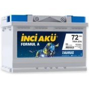 Resim İnci Akü 12V 72 Ah 700A EN Formul A Taurus Akü (Üretim Yılı: 2024) (6 Ay Yol Yardım Hediyeli) 