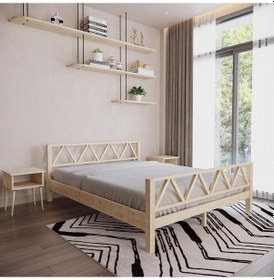 Resim Milena Model Vernikli Çam Ahşap Karyola-116 200 x 200 CM 