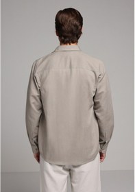Resim Colin's Colins Regular Fit Shirt Neck Düz Erkek Kahverengi Uzun Kol Gömlek Cl1080088 Q1.v2 Lbw Latte Brown 