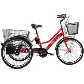 Resim Bisan e-PORTER ÜÇ TEKERLİ ELEKTRİKLİ BİSİKLET 44CM V 24 JANT 3 VİTES BAYRAK KIRMIZI BEYAZ 