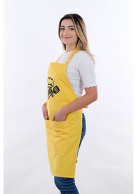 Resim Unisex Master Chef Ayar Askılı Mutfak Önlüğü Sarı 