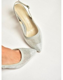 Resim Fox Shoes Y820403014 Gümüş Sim Kalın Topuklu Kadın Abiye Ayakkabı Gümüş 