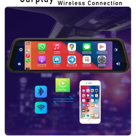 Resim 9.66 İnç Dokunmatik Ayna Tipi Araç Kamerası 4K Full HD Ön Arka Kayıt Carplay Android Auto WiFi GPS Gece Görüşlü Park Modlu Dash Cam 