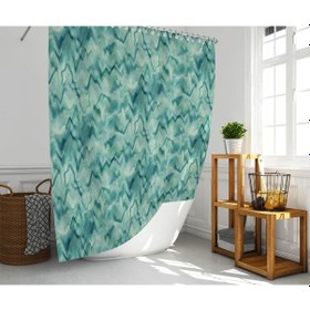 Resim Banyo Perdesi 1x180x200 Tek Kanat Duş Perdesi Halka Hediyeli Duşakabin Perdesi Green Marble Çok Renkli 