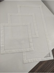 Resim Etamin nakisim Etuval Linen 3 Parça Yatak Odası Takımı Kırık Beyaz Renk 