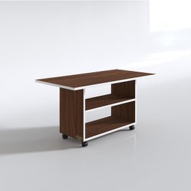 Resim Kenzlife orta salon sehpası prag cvz 045*070*50 tekerlekli yemek masası 