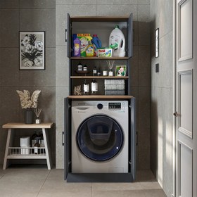 Resim Kapaklı Çamaşır Makinesi Dolabı - 1015 - 70 CM / Beyaz 