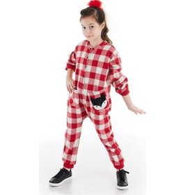 Resim Denokids Fox Ekose Kız Çocuk Tulum Çok Renkli 