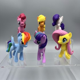 Resim 1 adet/6 adet My Little Pony Sevimli Karikatür Figürleri, PVC Malzeme, 6 Ana Karakter Rarity Applejack Twilight Sparkle Pinkie Pie Fluttershy Rainbow Dash Masaüstü Dekorasyonları, Doğum Günü ve Noel Hediyeleri için Mükemmel Seçim 