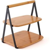 Resim molinya Bambu Servis-sunum Standi Siyah Renk Stand Ikramlik Tabla 