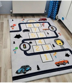 Resim Trafik Çocuk Oyun Halısı Kaymaz Makinede Yıkanabilir Eğitici Halı 