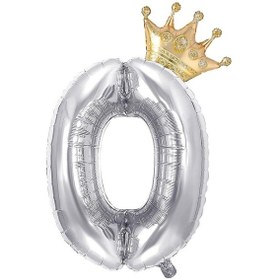 Resim 0 Gümüş Rakam ve Gold Kral Tacı Folyo Balon Doğum Günü Parti Kutlama Seti 
