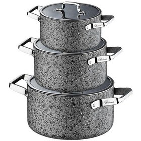 Resim Stone-age 6 Parça Çizilmez Yanmaz Yapışmaz İndüksiyonlu Midi Tencere Seti 16 Cm,18 Cm, 20 Cm Gri 