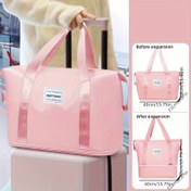 Resim 1 Adet Genişletilebilir Tabanlı Seyahat Bavulu, Sağlam Oxford Kumaş Valiz Organizatörü, Katlanabilir Spor, Alışveriş ve Hafta Sonu Çantası - Pastel Renkler (Pembe, Gri, Mor, Yeşil, Siyah) - Kolay Taşıma İçin Kompakt Depolama, Dayanıklı Tutacak Tasarımı 