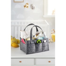 Resim Gri Keçe Bebek Bakım ve Doğum Çantası Düzenleyici, Şık ve Kullanışlı Tasarım 