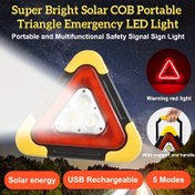 Resim Yüksek Görünürlüklü Güneş Enerjili LED Acil Durum Işığı - Taşınabilir, Ayarlanabilir Saplı Çok Fonksiyonlu Üçgen ve USB Şarjı, Yol Kenarı Kazaları & Bakım İçin İdeal (Pil Dahil), Çıkış: 