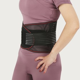 Resim Yazlık ince bel koruma balık ağlı genişletilmiş bel kemer, çift baskı çelik plaka destek kemeri, unisex plastik kemer 