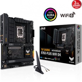 Resim ASUS TUF GAMING B760-PLUS WIFI DDR4 5333Mhz(OC) M.2 HDMI DP mATX 1700p 