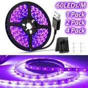 Resim 1/2/4 Paket USB Fişli UV Siyah Şerit Işıklar, 5V Yapışkan LED Uv Işık 385-400nm, Halloween/Noel Cam Dolap Poster Boyama Parti için, 2.5m/Paket, 150LED/Paket, Noel İçin En İyi 