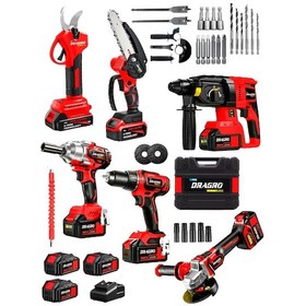 Resim Dragro DRG-621 K Professional 6 Lı Set 21v Darbeli Hilti Taşlama Testere Makas Matkap Vidalama Somun Sıkma 
