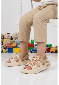 Resim Walkway Ekru Hafif Esnek Eva Taban Unisex Çocuk Terlik 4505 F-p 