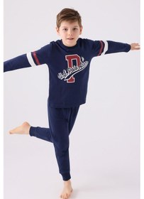 Resim U.s. Polo Assn. 1902 Erkek Çocuk Uzun Kol Manşetli Pijama Takım Lacivert 