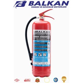 Resim BALKAN YANGIN VE GÜVENLİK SİSTEMLERİ 6 kg Tozlu Yangın Tüpü Tse Ce Belgeli Ruhsata Uygun 4 Yıl 
