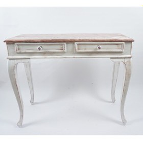 Resim Masifart 100 Cm Seme Beyaz Eskitme Dresuar Çekmeceli Makyaj Masas Beyaz 