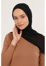 Resim Altobeh Hazır Pratik Lüks Geçmeli Lastikli Boneli Şifon Şal Siyah 