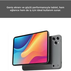 Resim Torima Android Tablet Kalem Klavye Mouse Full Set SIM Kartlı BTK Kayıtlı 10.1 İnç T17 Pro Max Koyu Gri 