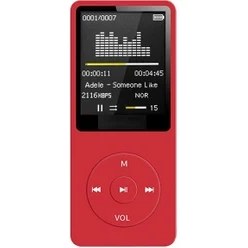 Resim Ganbao Kırmızı Bluetooth Uyumlu Mp3 Müzik Çalar Kayıpsız Taşınabilir Fm Radyo Harici Ultra-Ince Öğrenci Mp3 Kaydedici Fm Yayını (Yurt Dışından) 