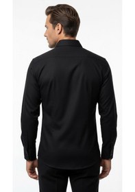 Resim Erkek Beyaz Klasik Gömlek Slim Fit, Düz Model, Şık Ofis & Günlük Kombin Siyah 