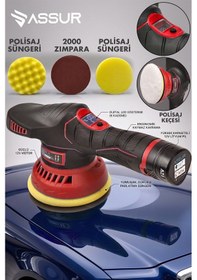 Resim Assur Asr443 12V Orbital 6 Kademeli Polisaj Makinesi Kırmızı 