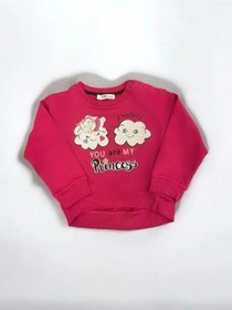 Resim Zekids Kız Bebek Dady Yazılı Bulut Baskılı Pamuklu Sweat-14461 Fusya 