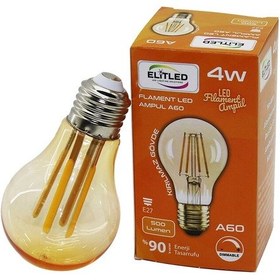 Resim Elitled A-60 4w - E27 Gold Color Flament Led Rustik Ampul 500lumen Kırılmaz Gövde 5250 