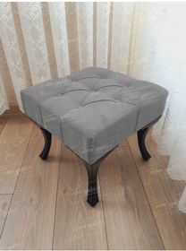 Resim Kapitoneli Makyaj Pufu Ayak Ucu Puf Siyah Ayak 45 45 Gri 