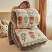 Resim Fransız Stili Çift Taraflı Çiçekli Yorgan - Polyester Dolgulu Her Mevsim Kapitone Yatak Örtüsü, Makinede Yıkanabilir, Yatak Odası, Yurt ve Otel Dekorasyonu İçin Yumuşak Konforlu Yatak Takımı - 1 Adet Orta Ağırlıklı Dokuma Yorgan 
