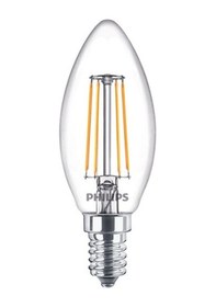 Resim Philips LED Classic Şeffaf Filament Mum Ampul 4.3W 470 Lum 2700K Sarı Işık B35 E14 (40W) 2'li Paket 