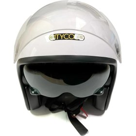 Resim AyrStore Motosiklet Yarım Kask, Parlak Beyaz, Çift Vizörlü, Stil, Terletme Yapmaz Pedler -L Beden 