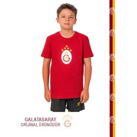 Resim Galatasaray Orijinal 5 Yıldız Kırmızı Çocuk Forma T-Shirt Aslan Ahşap Kutu Hediyeli 