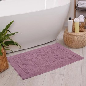 Resim Homedius Zikzak Desenli Ultra Kalın Pamuk Ayak Havlusu 50x70 cm Pembe 