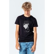 Resim Anime One Punch Man Baskılı Çocuk Siyah T-Shirt 