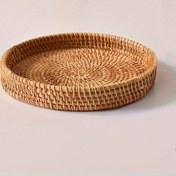 Resim 1 adet, El Örgüsü Japon Ekmek Sepeti, Rattan Peynir Tabak, Meyve Sepeti, Yaratıcı Kahvaltı Tabak, Sapele Ahşap Eşleştirme Tepsisi, Tatil Partisi veya Büfe için Mükemmel, Mutfak Malzemeleri 