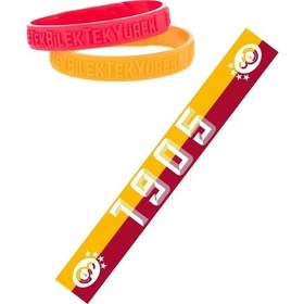 Resim Galatasaray Lisanslı 1905 Şal Atkı Ve Omuz Omuza Bileklik Sarı - Kırmızı 